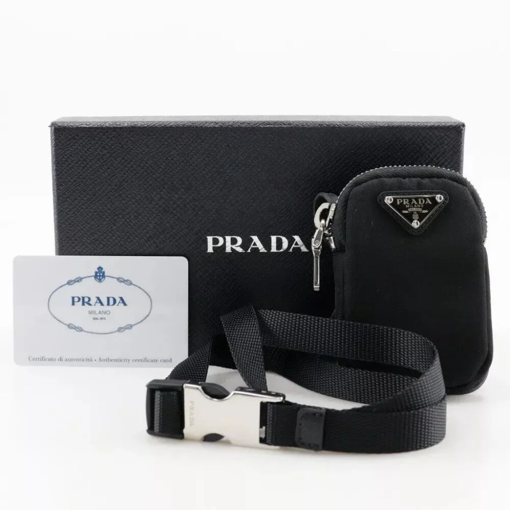 PRADA Smartphone holder with pouch Smartphone case 1ZT016 2DMJ NERO black ...